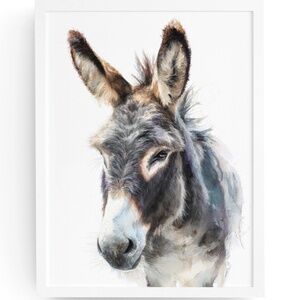 Watercolor Donkey Wall Art Print, Unframed - Charming Farmhouse Decor